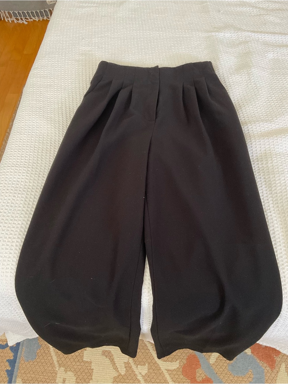 H&M Black High-Rise Wide-Leg Trousers